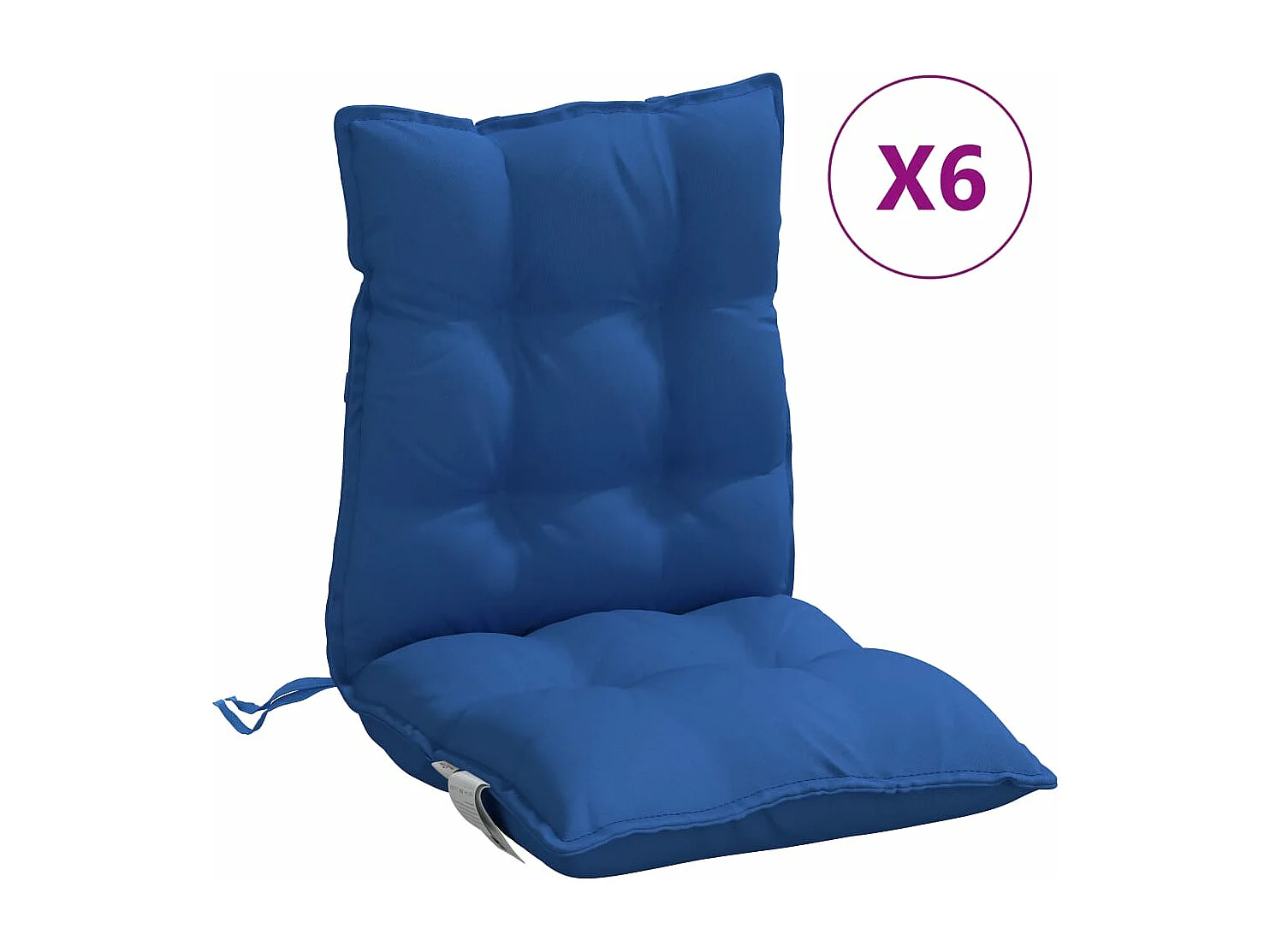 Coussins de chaise à dossier bas lot de 6 bleu royal