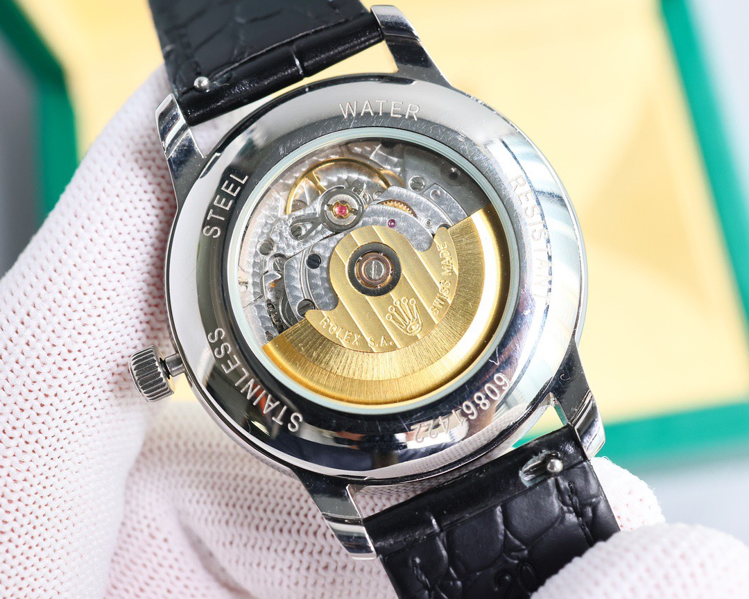 Rolex👑 Cellini Moonphase-40mm-Leather-White(1:1 replica) - Elite Watch Atelier