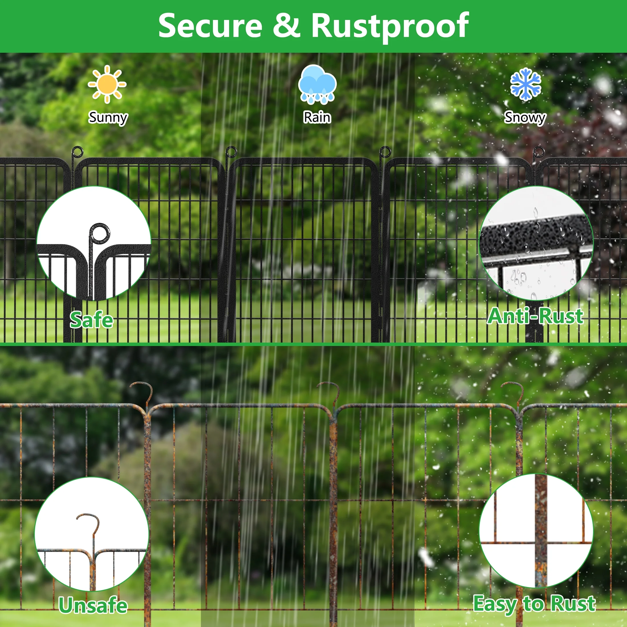 Garden Fence with Gate Fencing No Dig Fence Panels 30ft(L)��32in(H) for Yard Animal Barrier Decorative Garden Fencing for Backyard Patio Garden Fences and Borders for Dogs - Image 4
