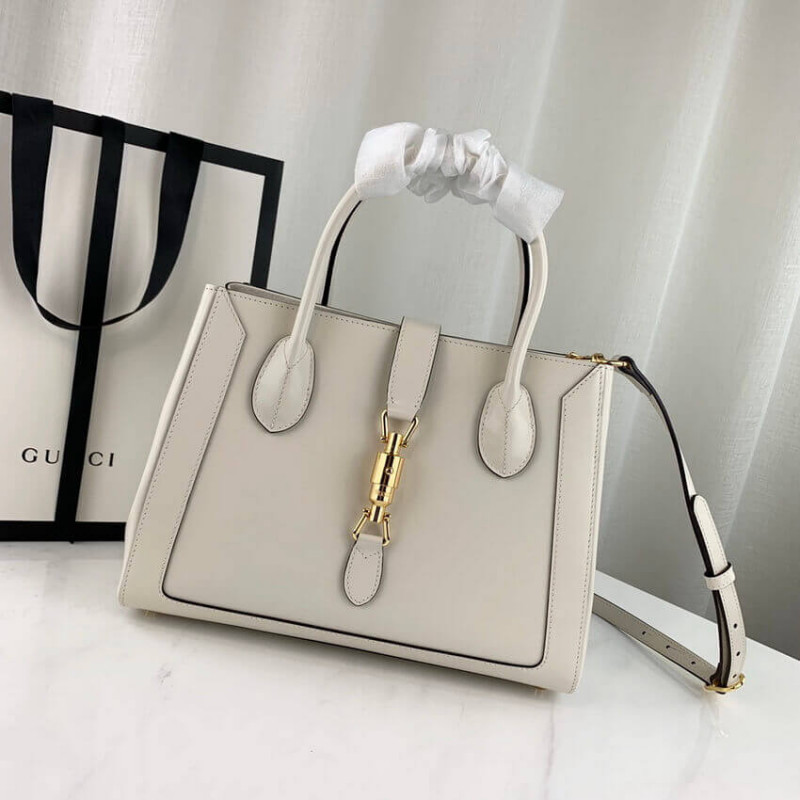 Replica Gucci Jackie 1961 Medium Tote Bag In White Leather 6490161:1High-quality replica