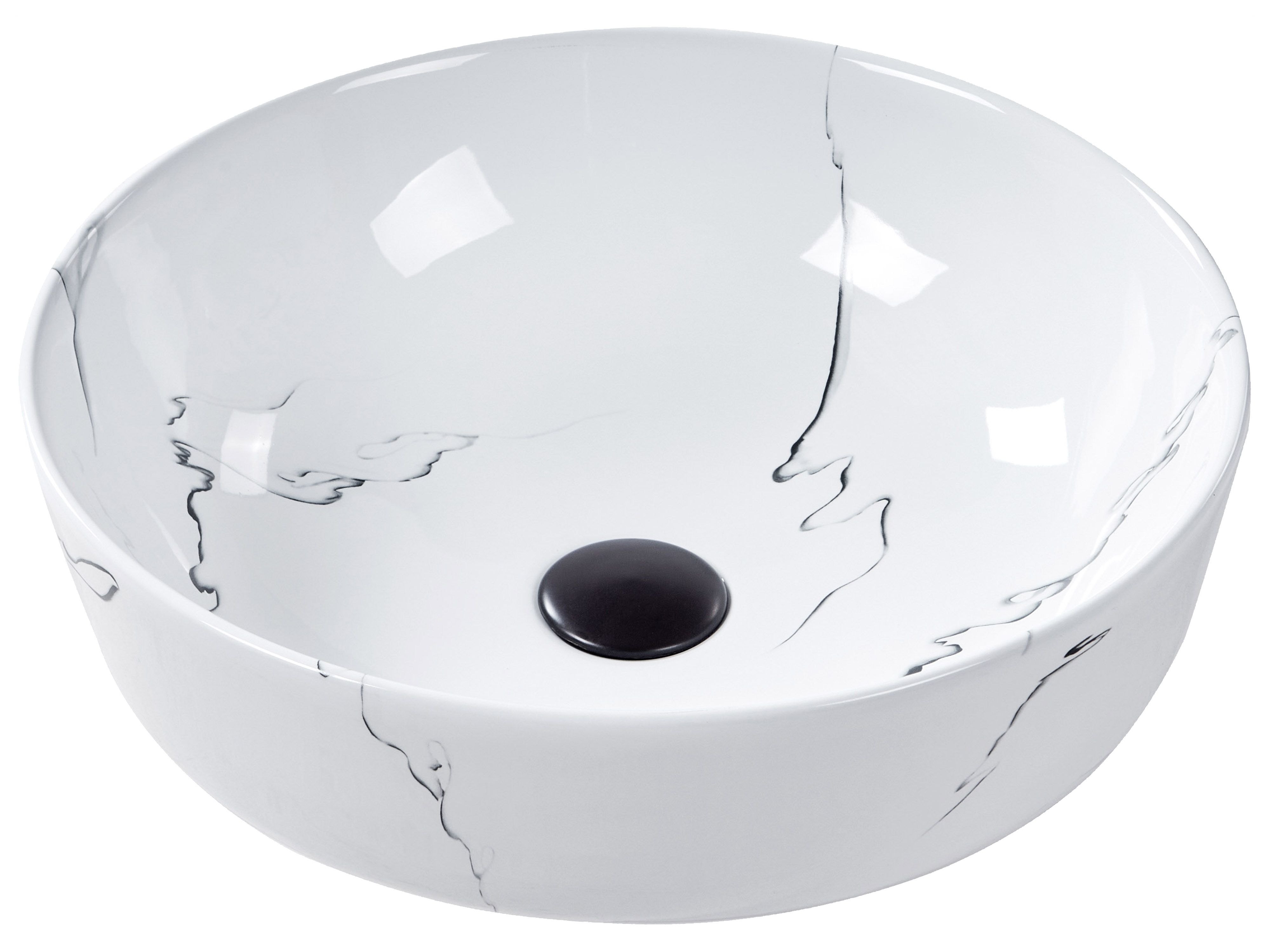 Countertop Basin HOPI ⌀ 420 mm Ceramic White Marble