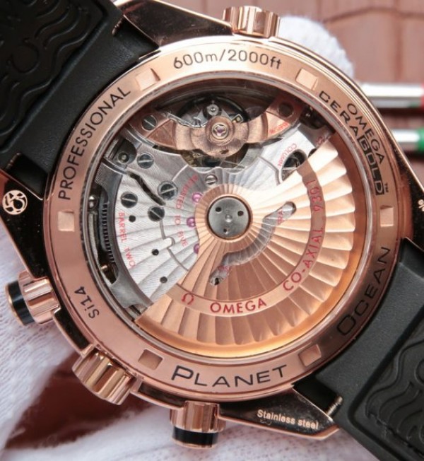 Replica Omega Planet Ocean Master Chronometer RG Black Bezel Black Dial Leather A9301 - Top club