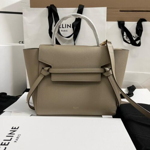 Celine Nano Luggage Bag In Drummed Grey For Women 8in/20cm 189243AQL.10KL