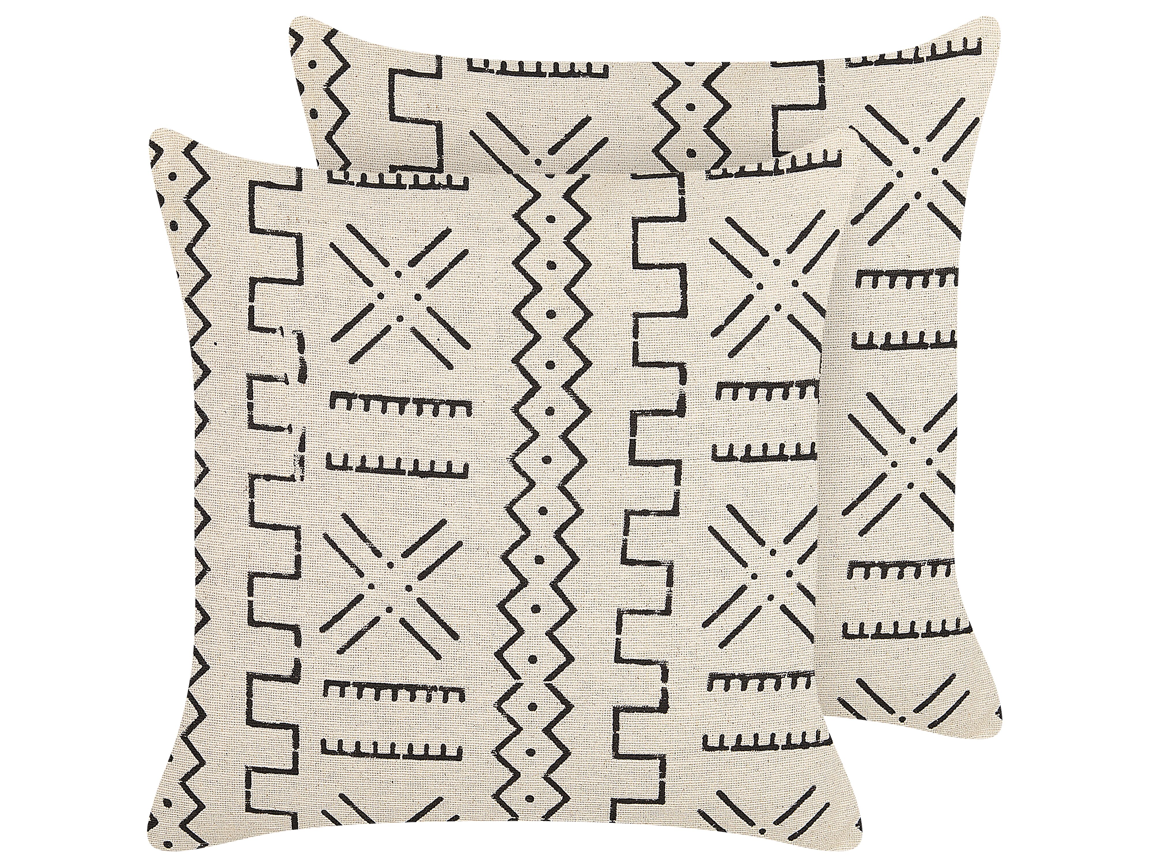 Set of 2 Decorative Cushions MYRICA Cotton 45 x 45 cm White Geometric Pattern
