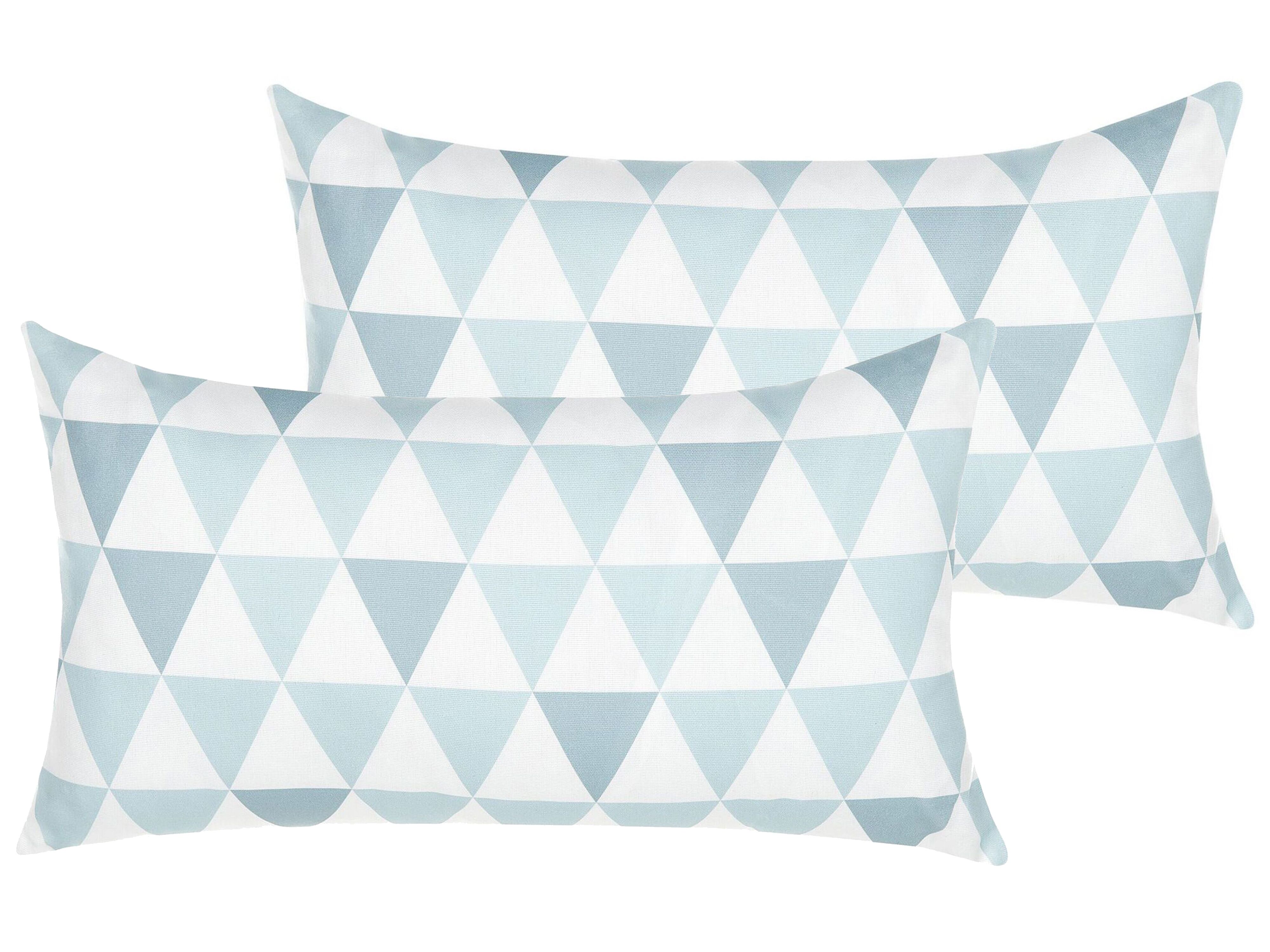 Set of 2 Outdoor Cushions TRIFOS Geometric Pattern 40 x 70 cm Blue