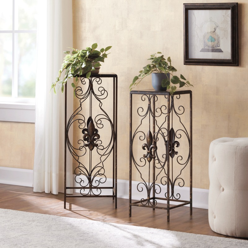 Set of 2 Fleurs-de-Lis Plant Stands - MIDNIGHT VELVET CATALOG