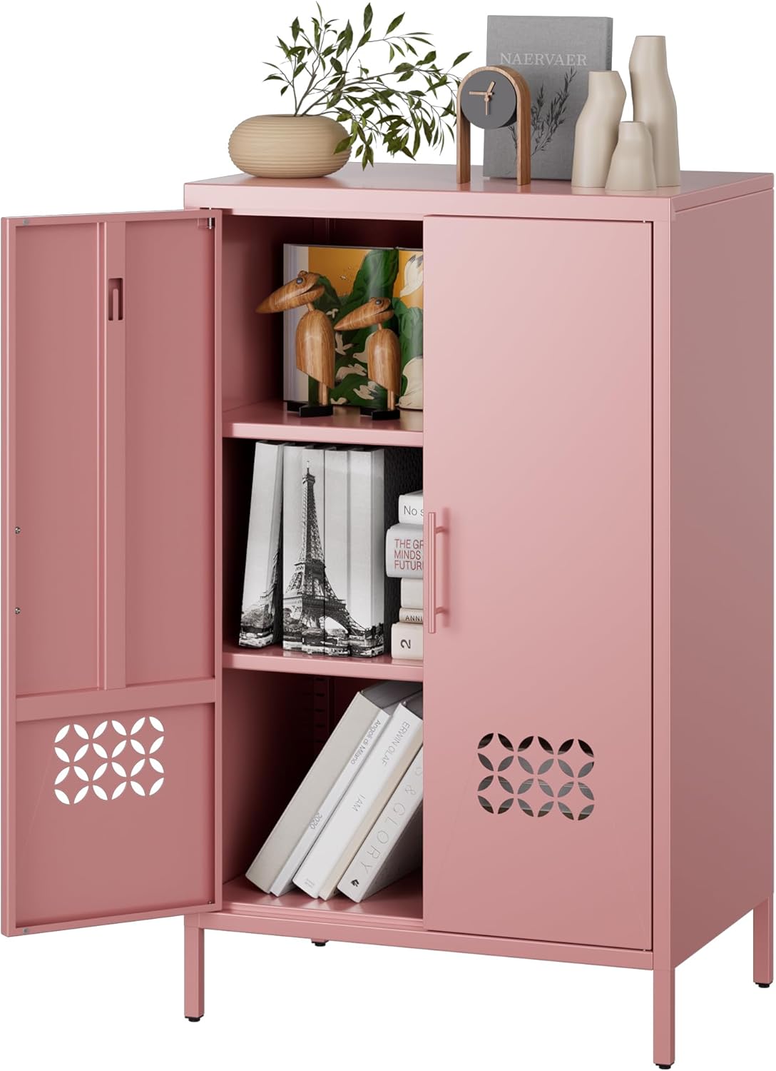 Metal Storage Cabinet with Adjustable Shelves,Metal Sideboard Cabinet with 2 Doors for Home,Office, 42