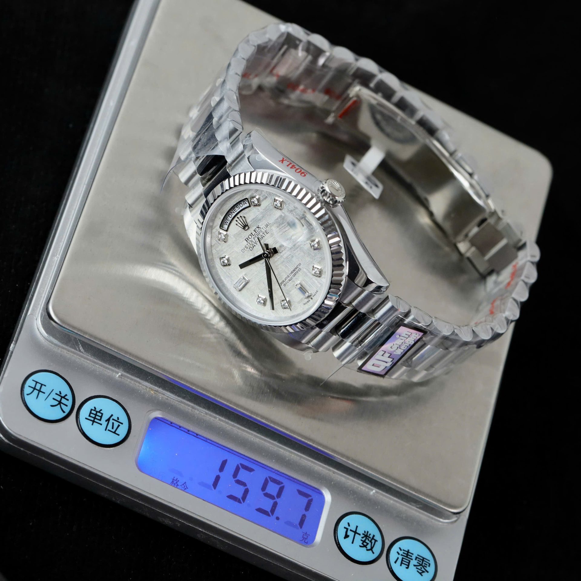 Rolex Day-Date Meteorite Dial Replica Watches Moissanite Diamonds Custom QF Factory 36mm - Elite Watch Atelier