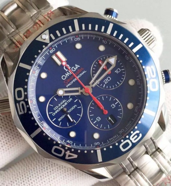 Replica Omega Seamaster 300m Diver Blue Dial Blue Bezel SS Bracelet A7753 - Top club