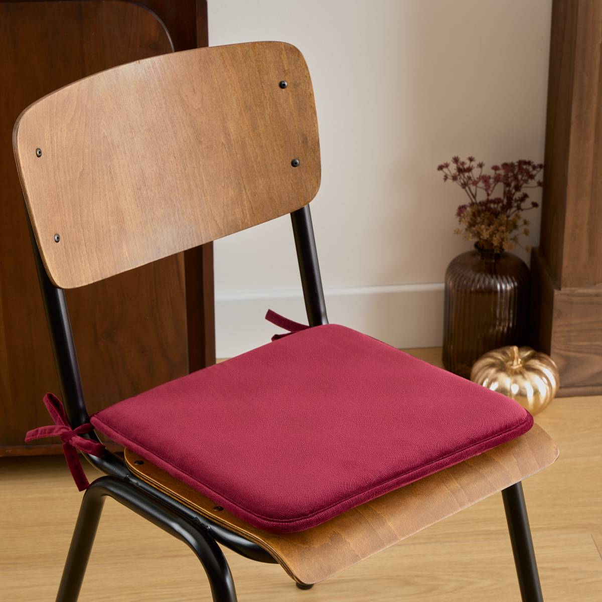 Chair cushion "Lilou" Garnet Red, 38x38 cm