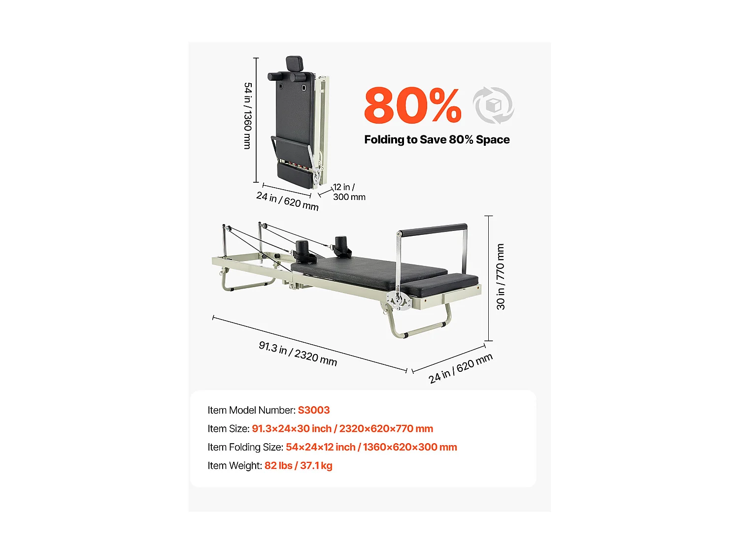 Machine de Pilates SucceBuy Reformer Pilates Pliable Machine de Pilates avec Résistance Domicile Gym