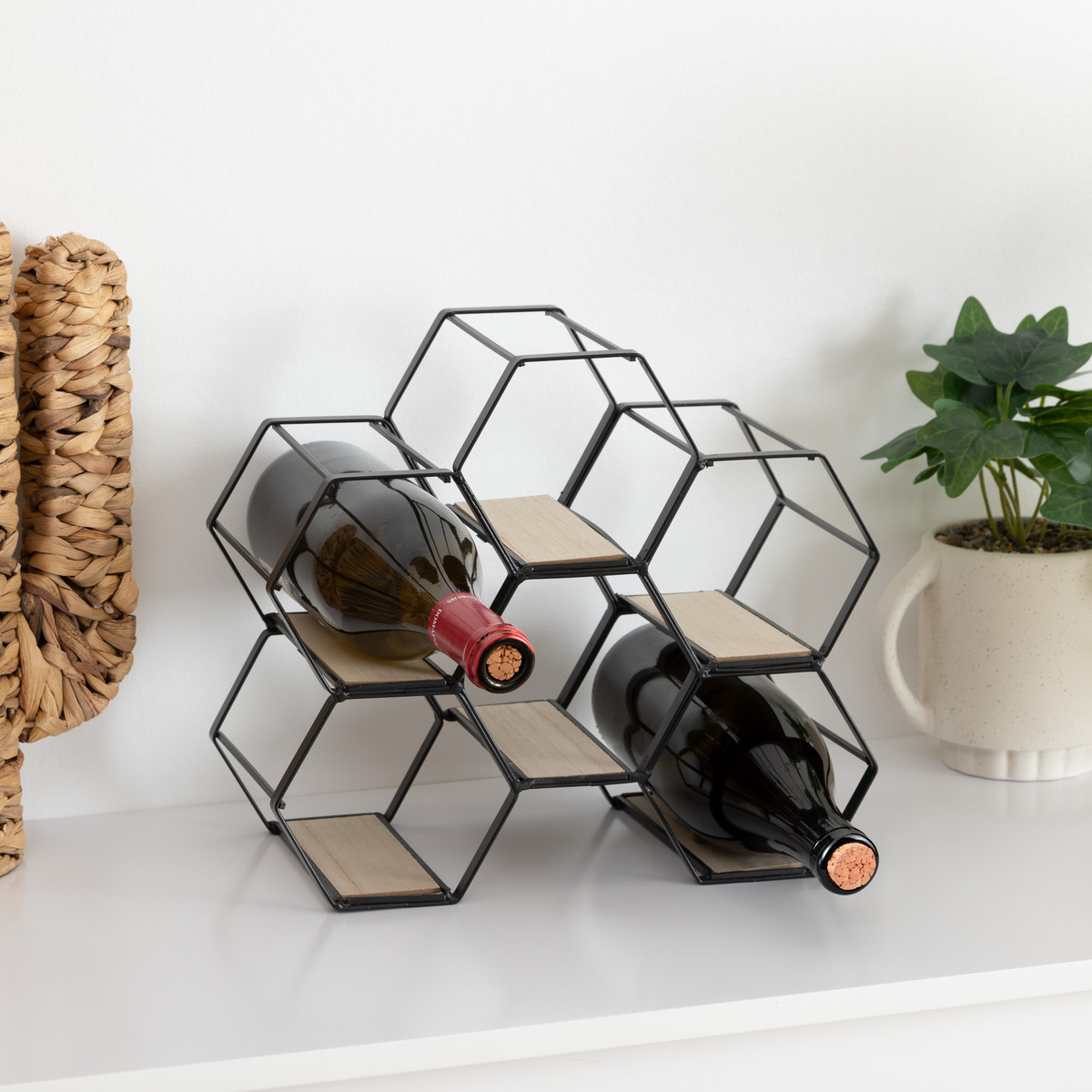 Bottle holder "Arty", metal Black, 6 bottles