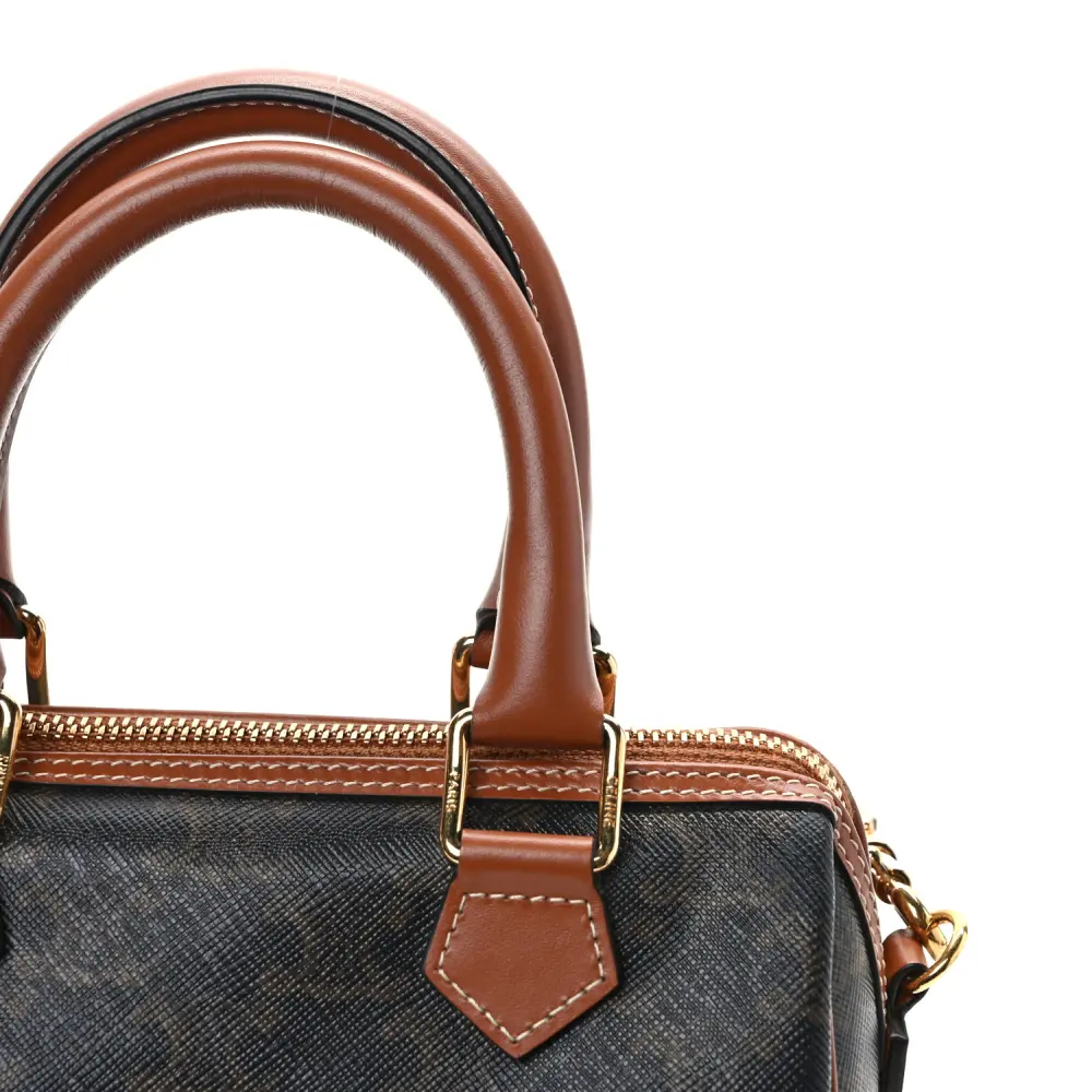 Superfake Celine Small Boston Bag – Triomphe Canvas & Calfskin1:1High-quality replica