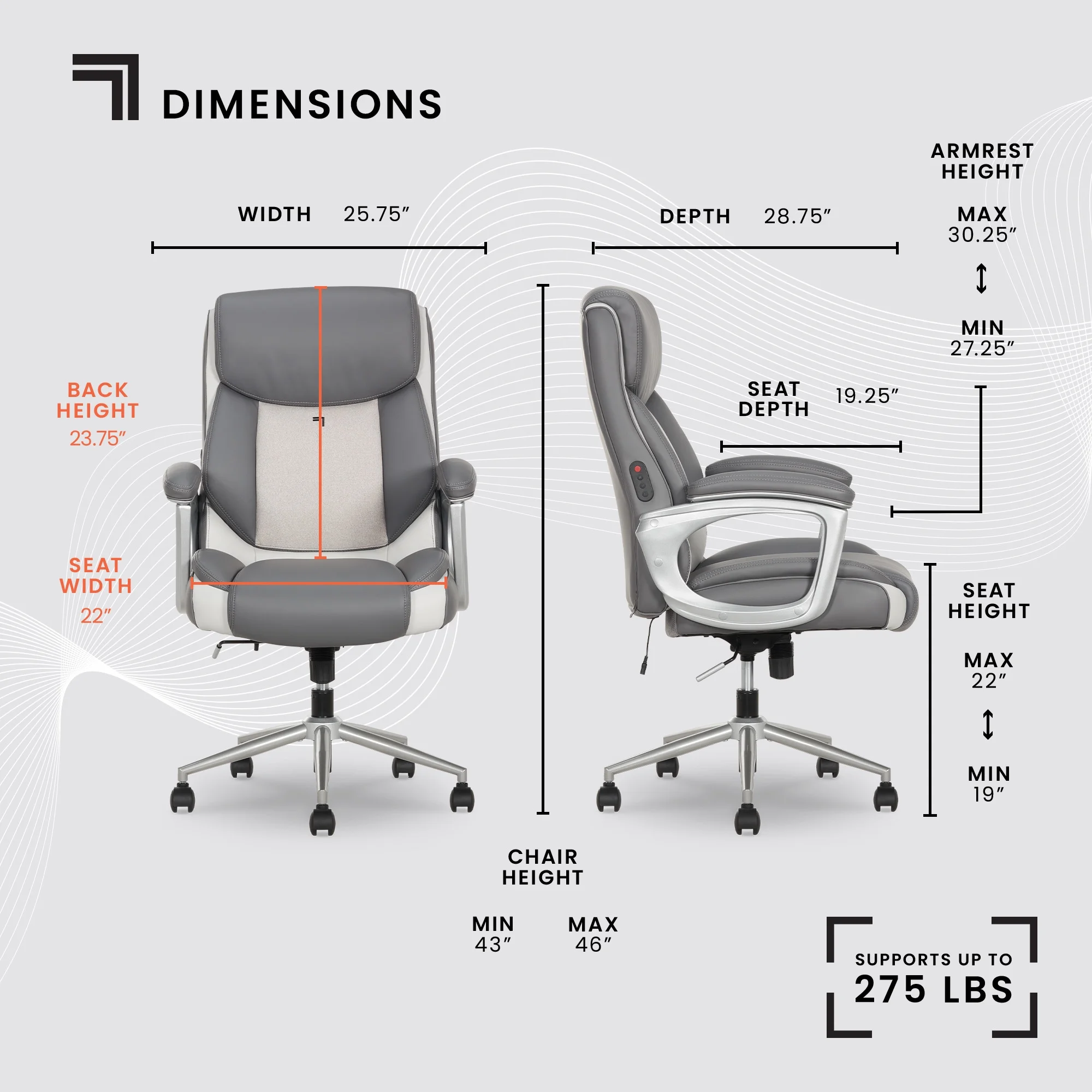 Sharper Image S-120 Massage and Heat Office Chair, Gray/White - Image 4