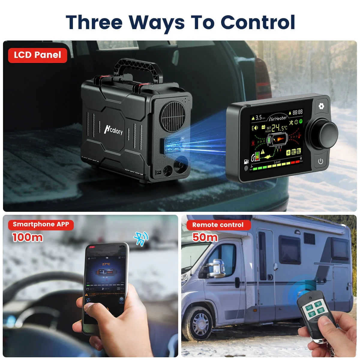 HCALORY Diesel Air Heater, 12V 8KW All-In-One Portable Handheld Toolbox with Bluetooth APP Control and LCD Monitor for Car Trucks Boat Bus RV Trailer Motor-Homes and Camper, Black - Image 4