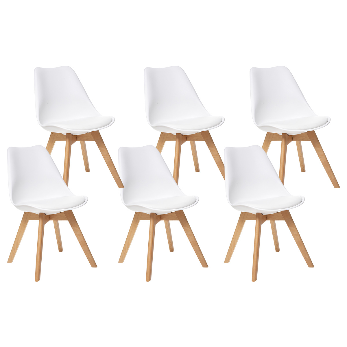 Set of 6 chairs "Baya" Beech, white
