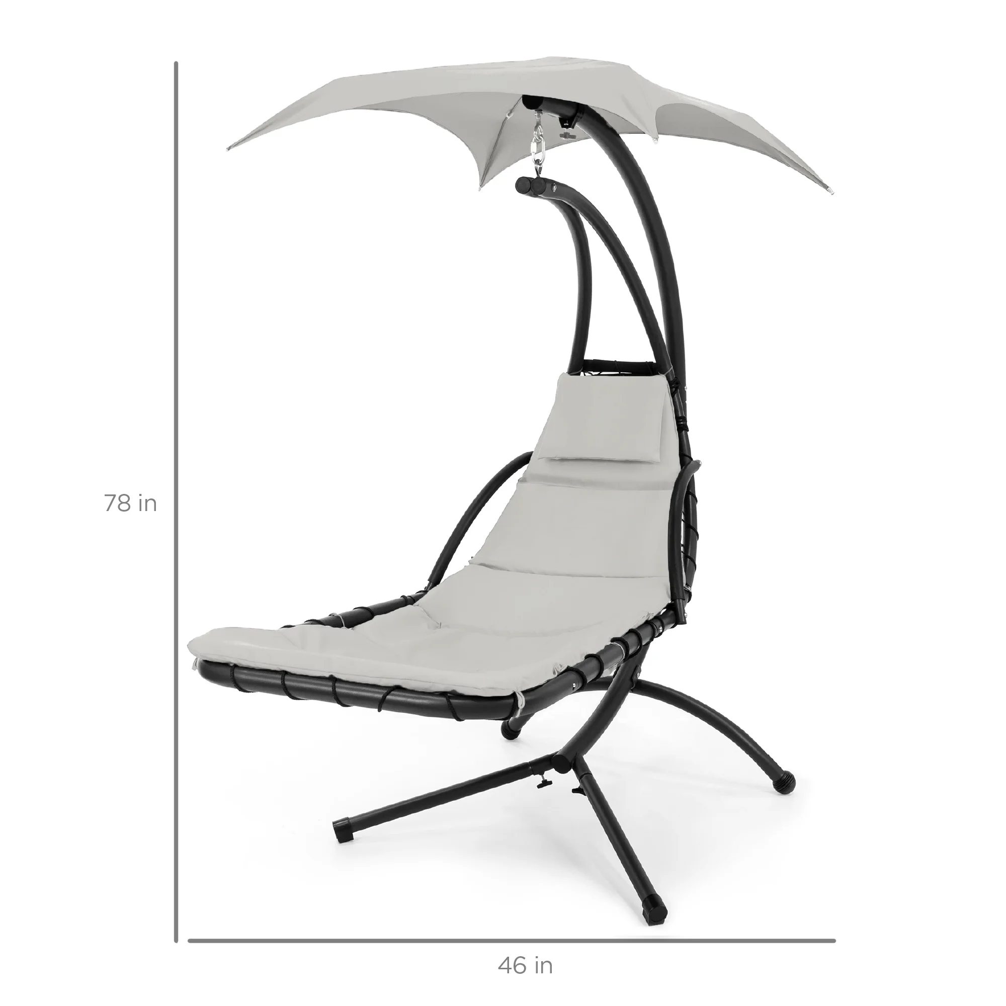 Best Choice Products Hanging Curved Chaise Lounge Chair Swing for Backyard, Patio w/ Pillow, Shade, Stand - Teal - Image 142
