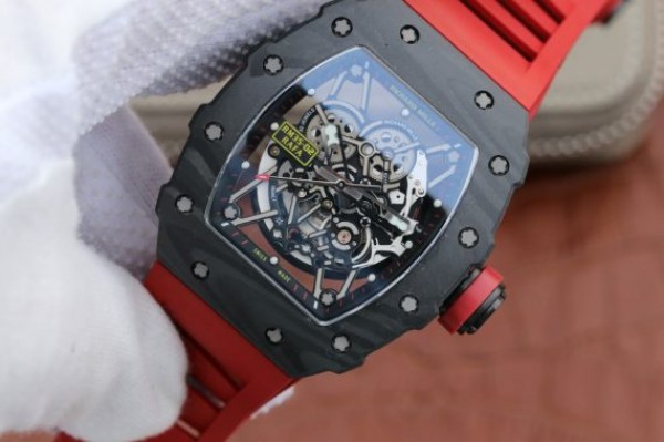 Replica Richard Mille RM035-02 Rafael Nadal FC Titanium Case KVF Skeleton Dial Red Rubber Strap MIYOTA8215 - Elite Watch Atelier