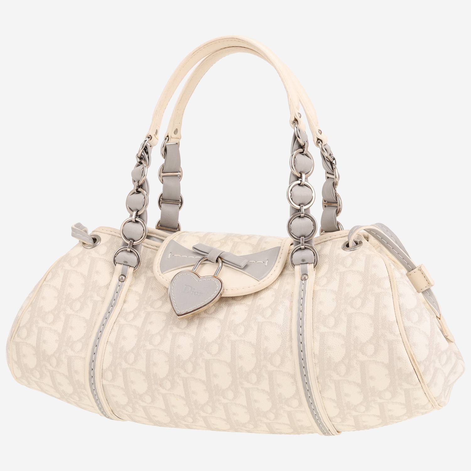 Dior Vintage handbag in white monogram canvas Oblique and white leather1:1High-quality replica