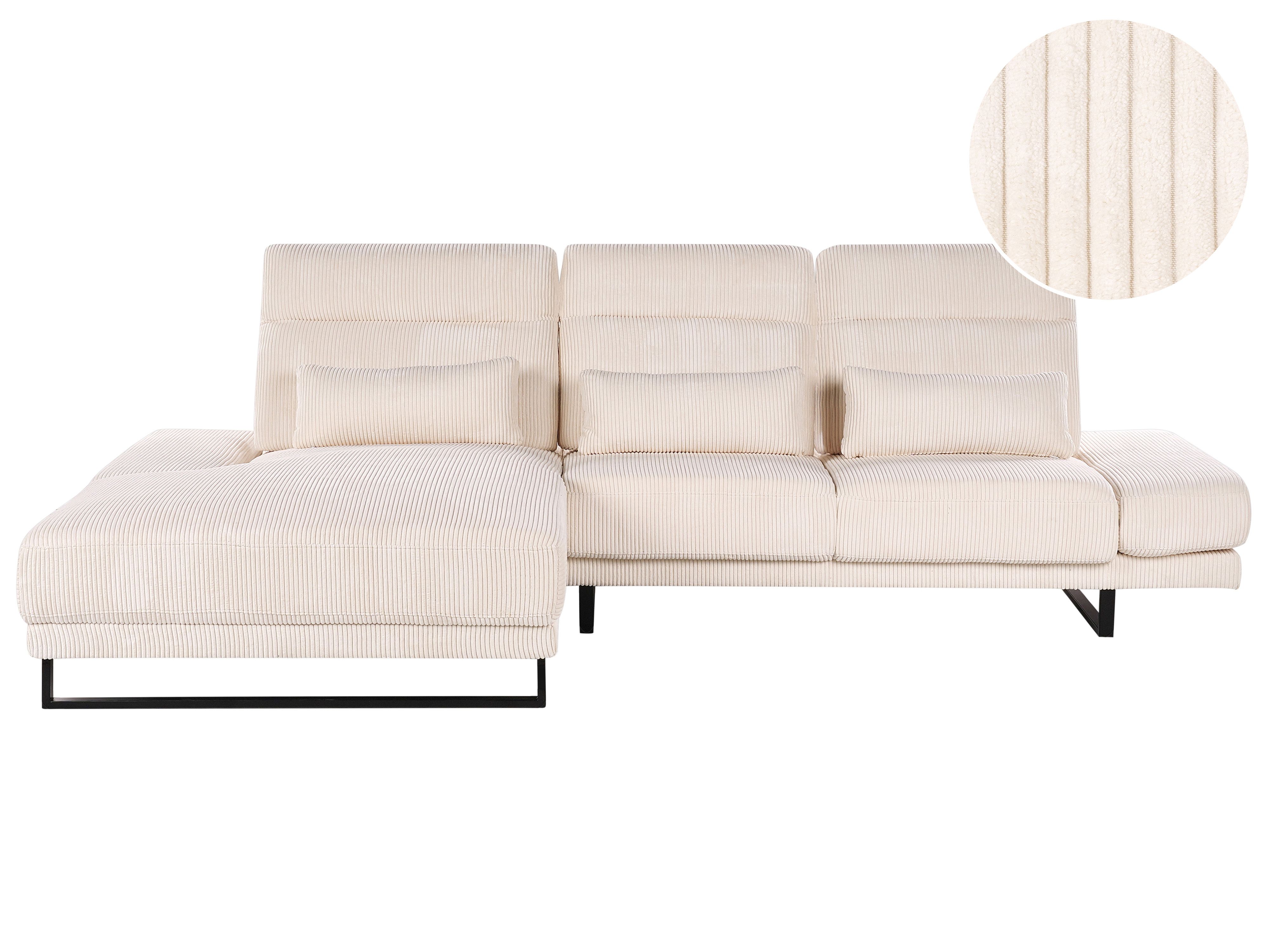Corner Sofa 4 Seater IKAST Corduroy Beige Right Hand
