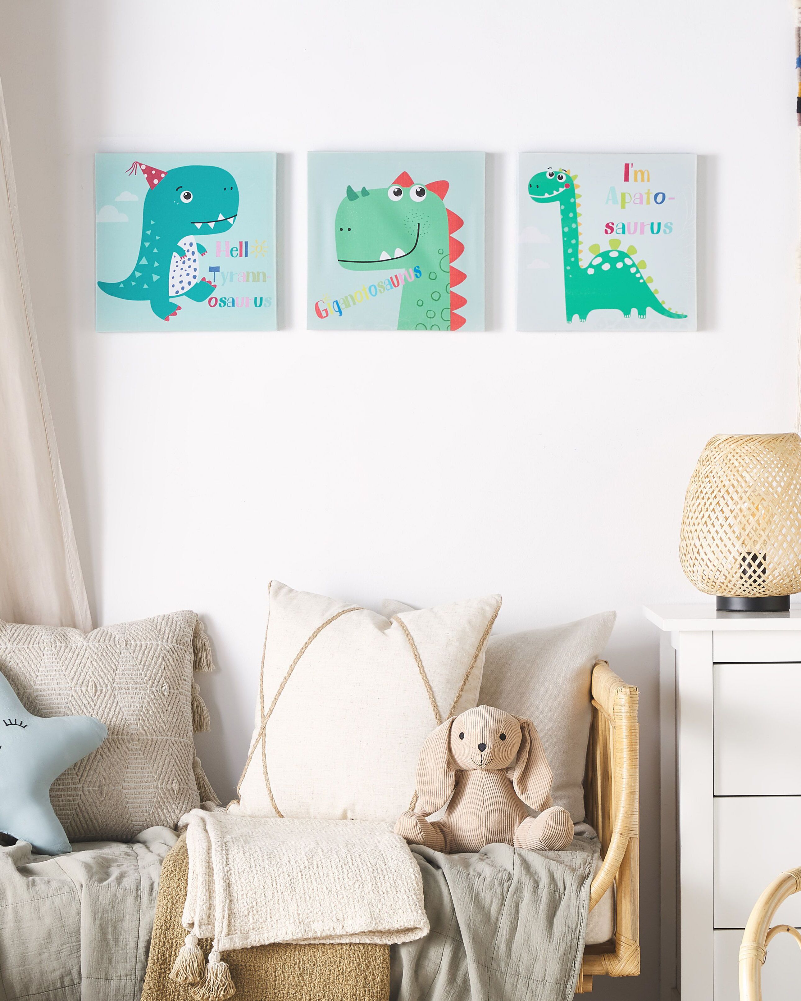 Set of 3 Canvases BINGUI Kids Motif 30 x 30 cm Multicolour