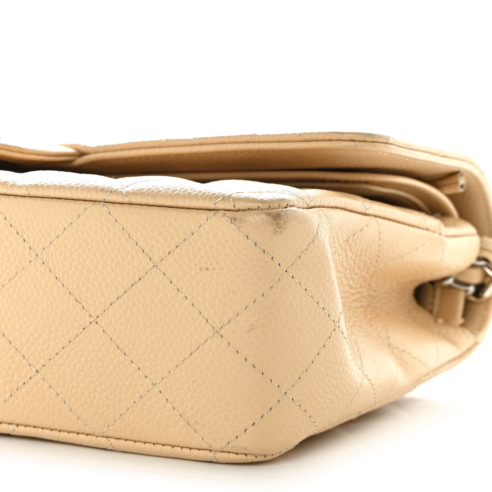 Chanel Beige Quilted Caviar Medium Flap Replica Handbags1:1High-quality replica