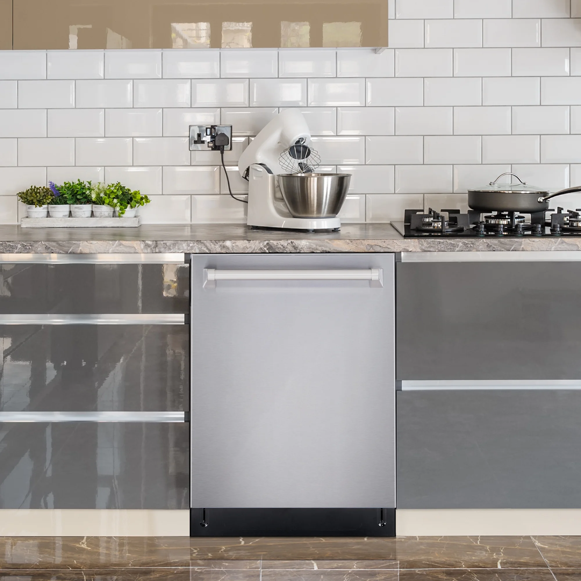 Cosmo COS-DIS6502 24 in. Top Control Built-In Tall Tub Dishwasher in Fingerprint Resistant Stainless Steel
