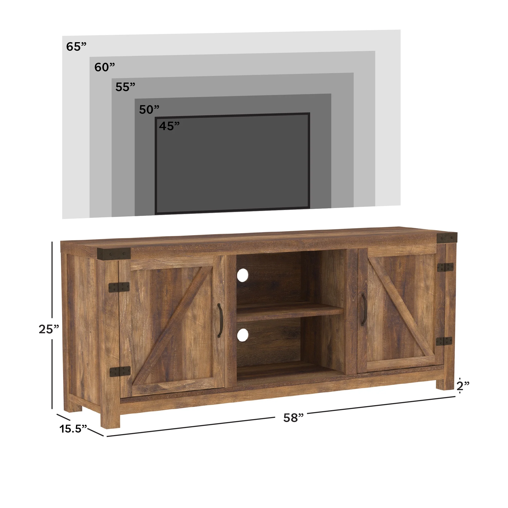Walker Edison Modern Farmhouse Barn Door TV Stand for TVs up to 65", Grey Wash - Image 129