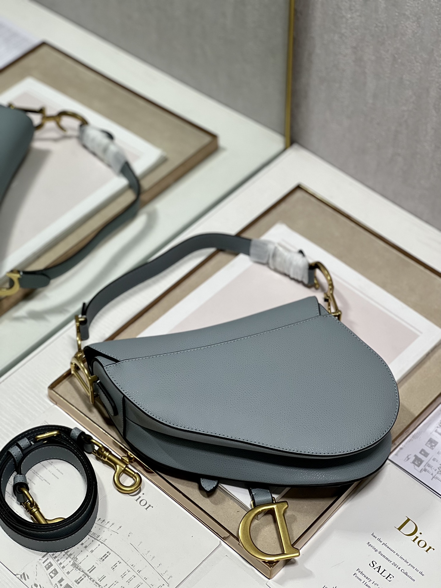 Dior Christian Dior Saddle Bag With Strap Grey For Women 10in/25.5cm1:1High-quality replica