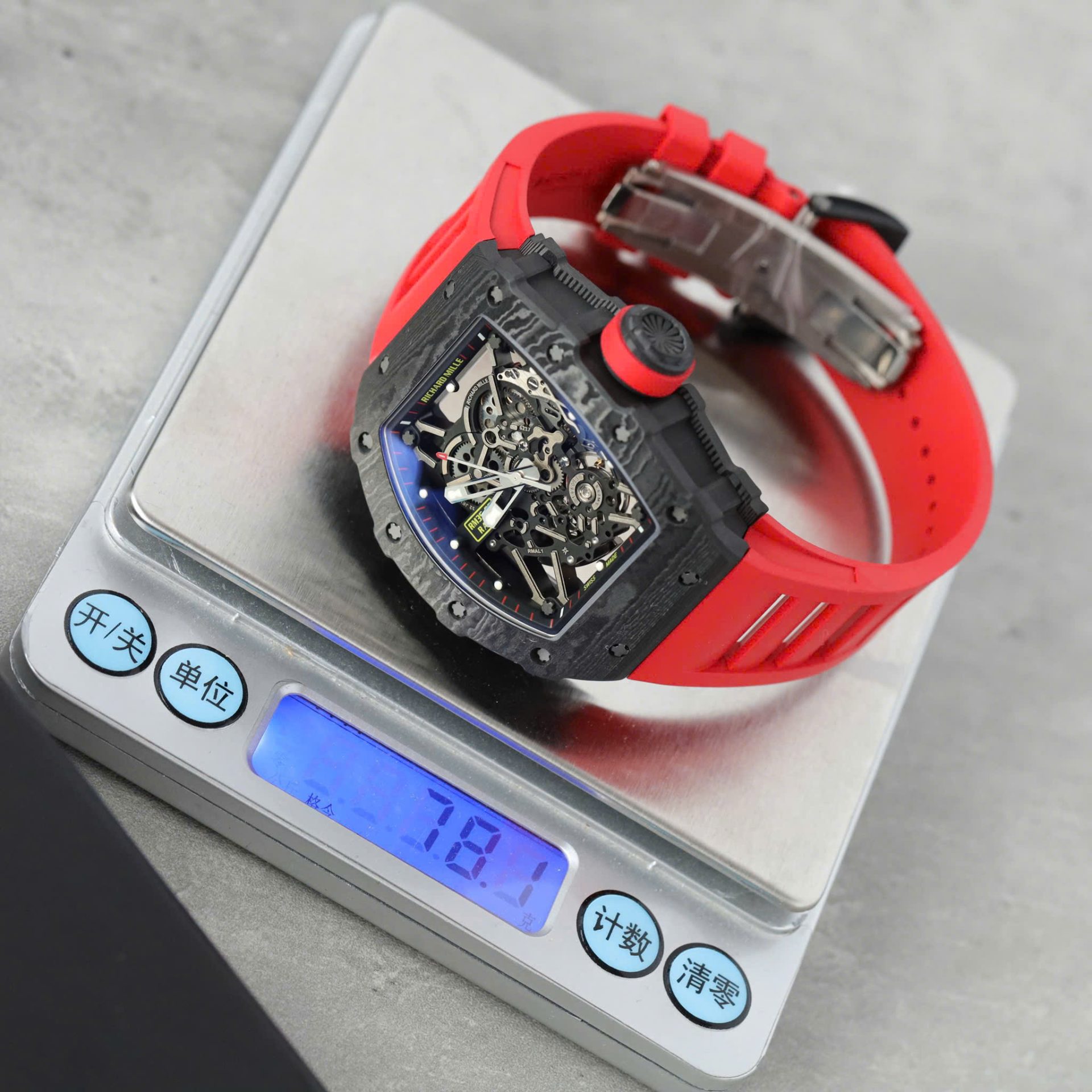 Richard Mille Rm35-02 Red Imitation Watches Carbon Super Light 77 GRams ZF Factoy 44mm - Elite Watch Atelier