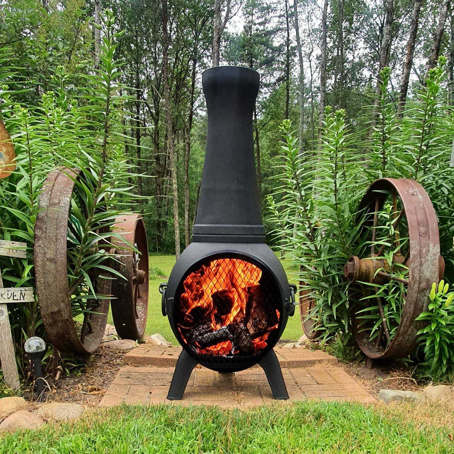 The Blue Rooster Prairie Fire Cast Aluminum Outdoor Chiminea Fireplace - Prairie Fire - Image 3 The Blue Rooster Prairie Fire Cast Aluminum Outdoor Chiminea Fireplace - Prairie Fire - Image 3