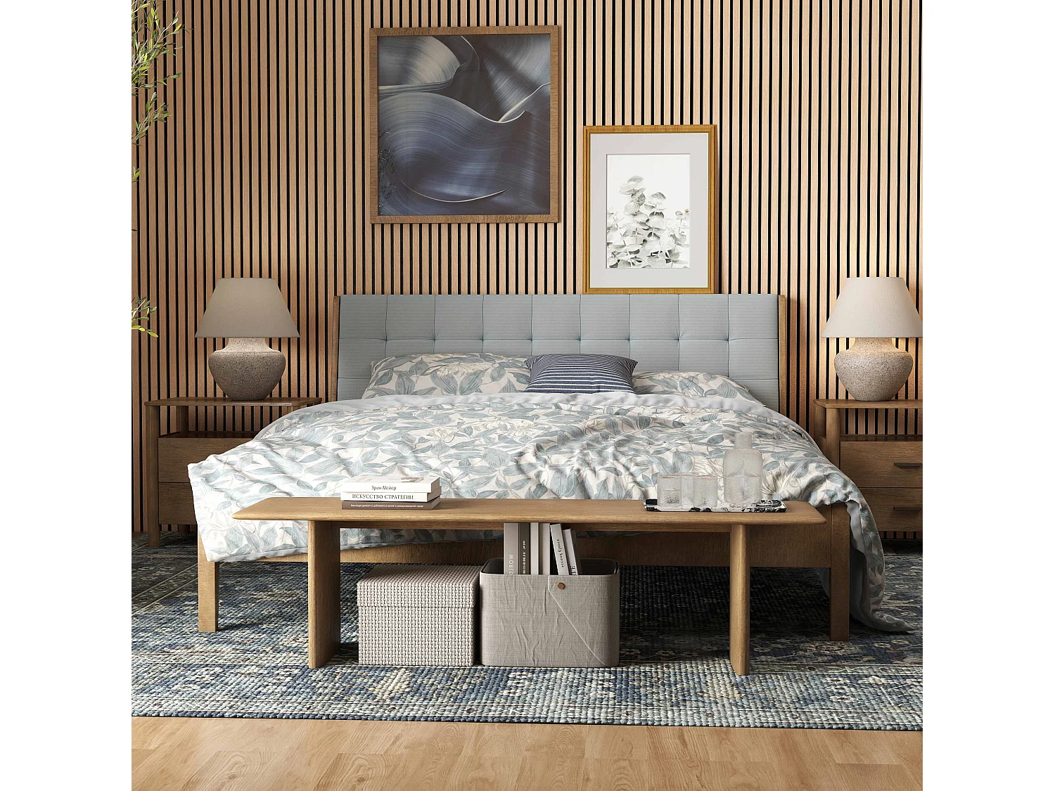 Lot de 2 Panneaux Muraux Décoratifs Acoustiques Bois MDF 260x30cm Chêne foncé  AntiBruit, Facile à Poser