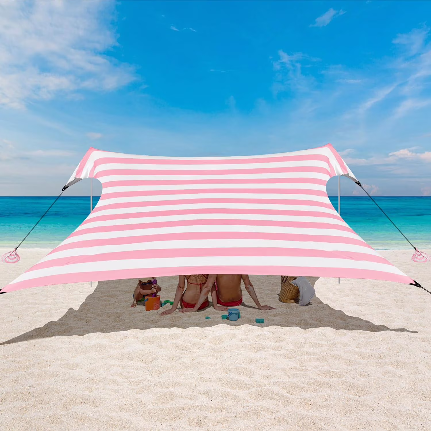Beach Tent, UPF 50+ Beach Canopy Sun Shade, Portable 10×10 FT Large Pop-Up Beach Tent Sun Shelter with Sand Anchors, Ground Pegs, Easy Setup for Beach, Camping, Park, and Backyard Fun - Image 11