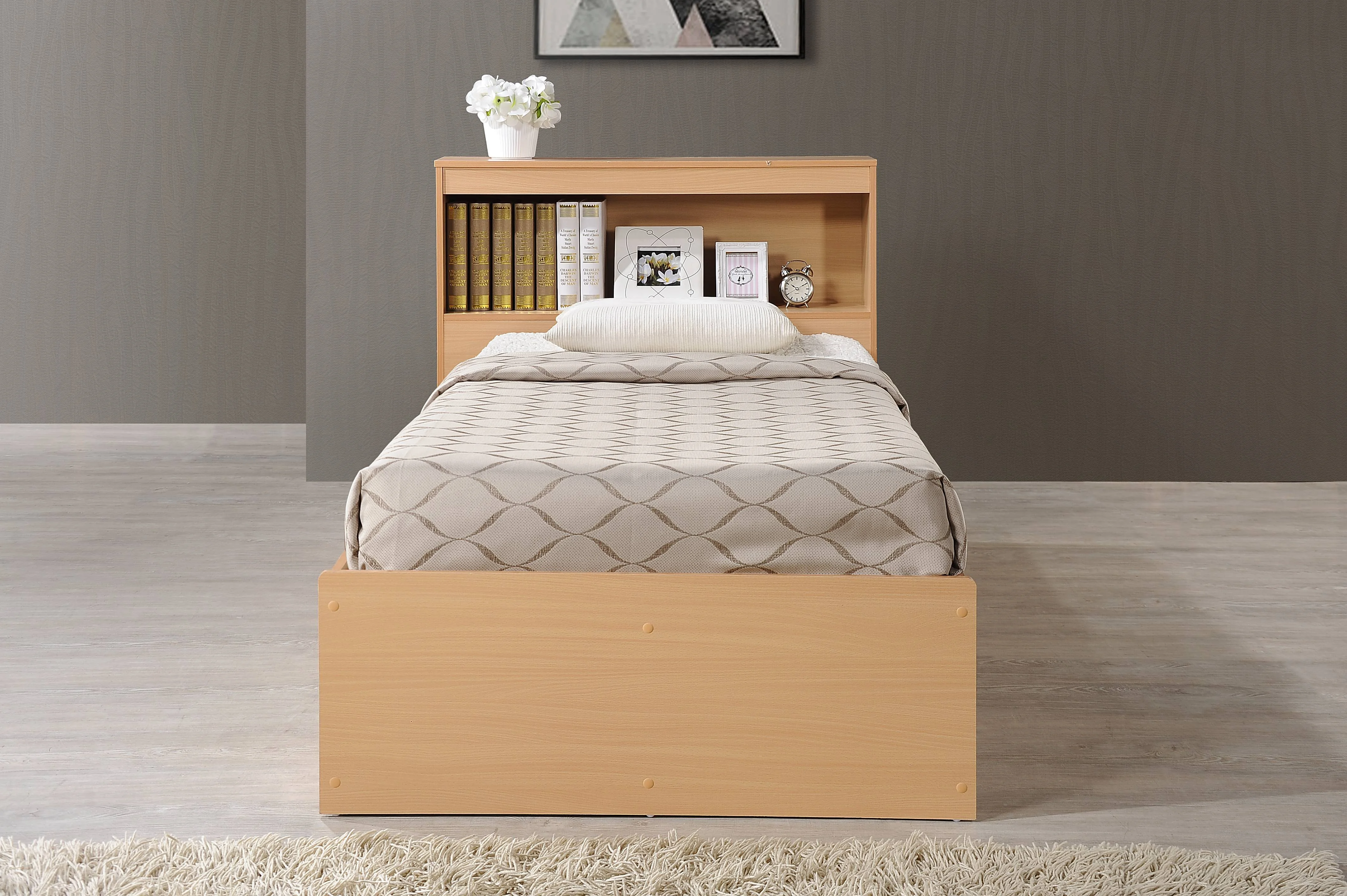 Hodedah Twin-Size Captain Bed with 3-Drawers and Headboard in White - Image 47