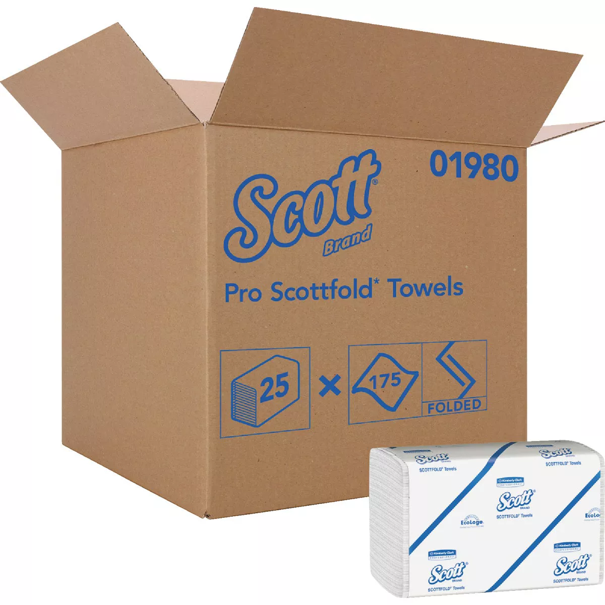 Scott Pro Scottfold M White Hand Towel (25-Count)