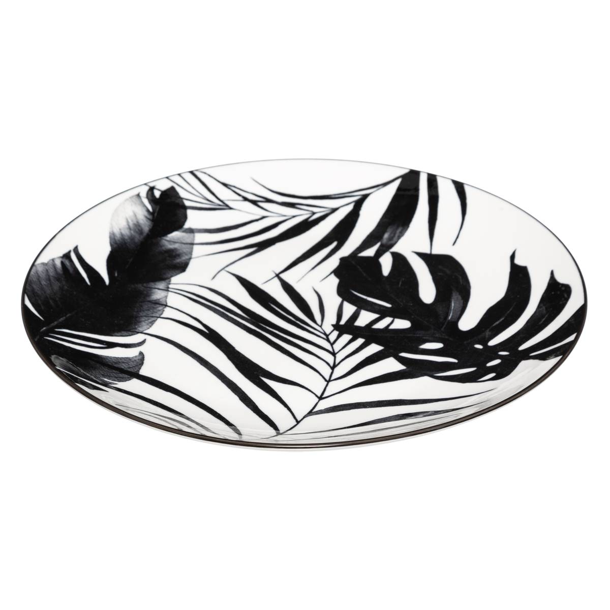 Set of 6 dinner plates "Palme" D.26.6 cm, Black