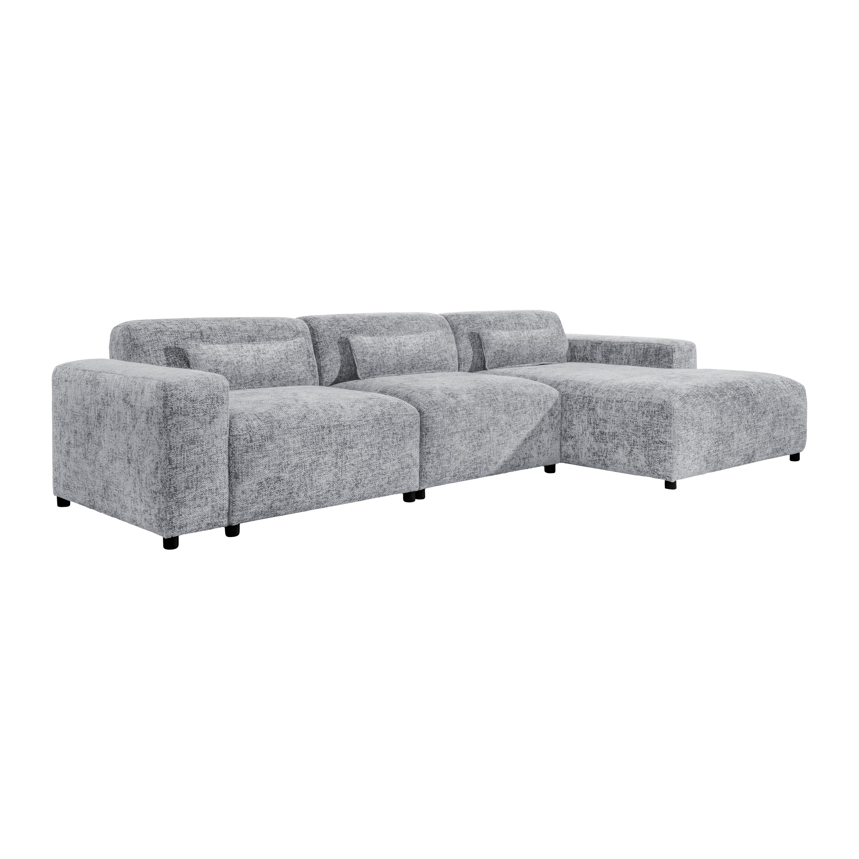 Blokker Velura Hoekbank Rechts `Big - Chenille - Grijs