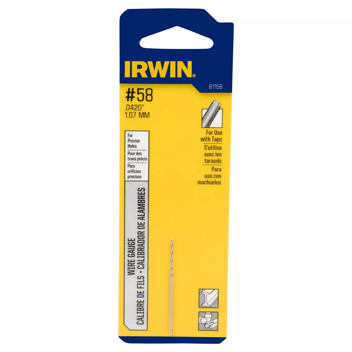 Irwin #58 Bright High Speed Steel Wire Gauge Drill Bit