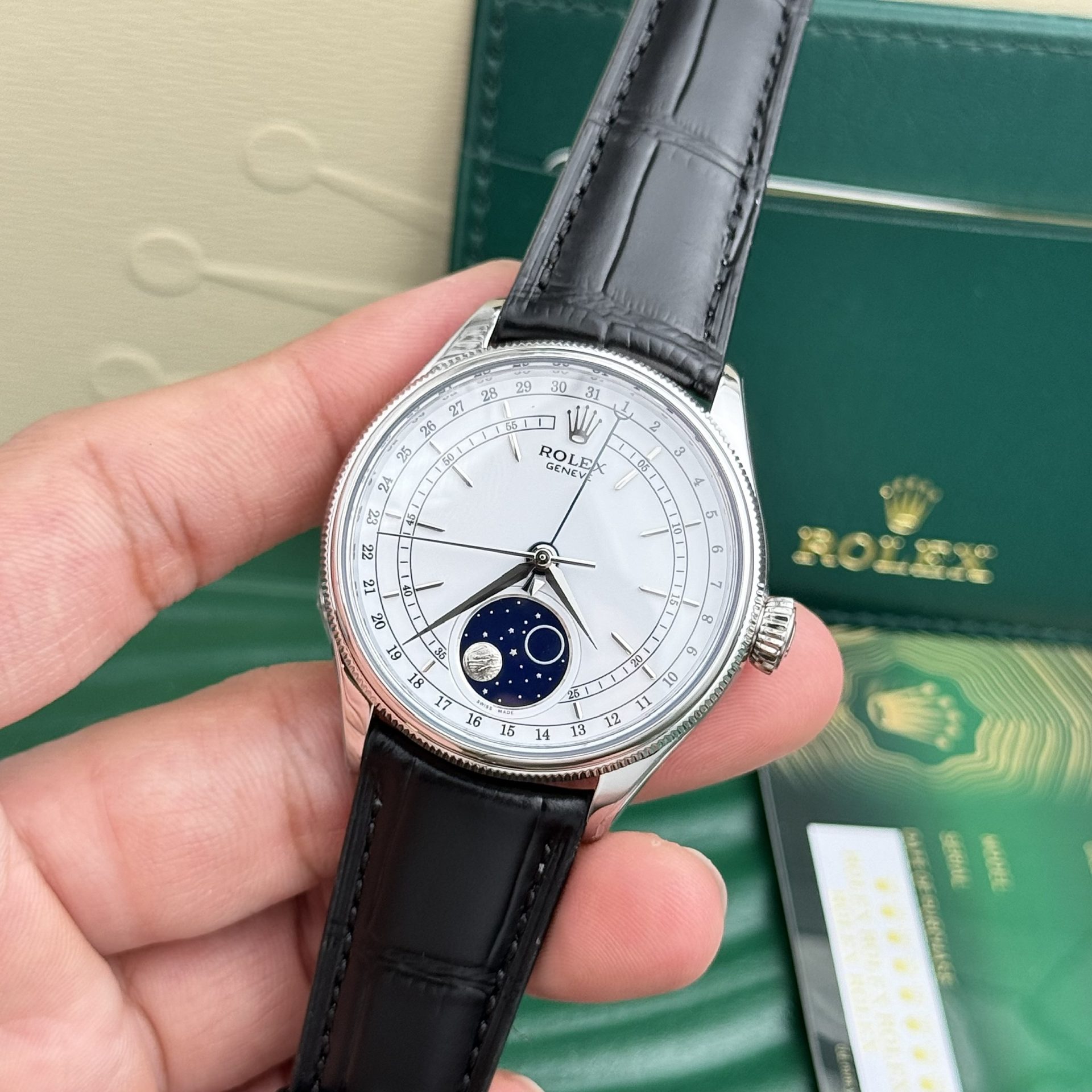 Rolex Replica Watch Cellini Moonphase Dial White 39mm - Top club
