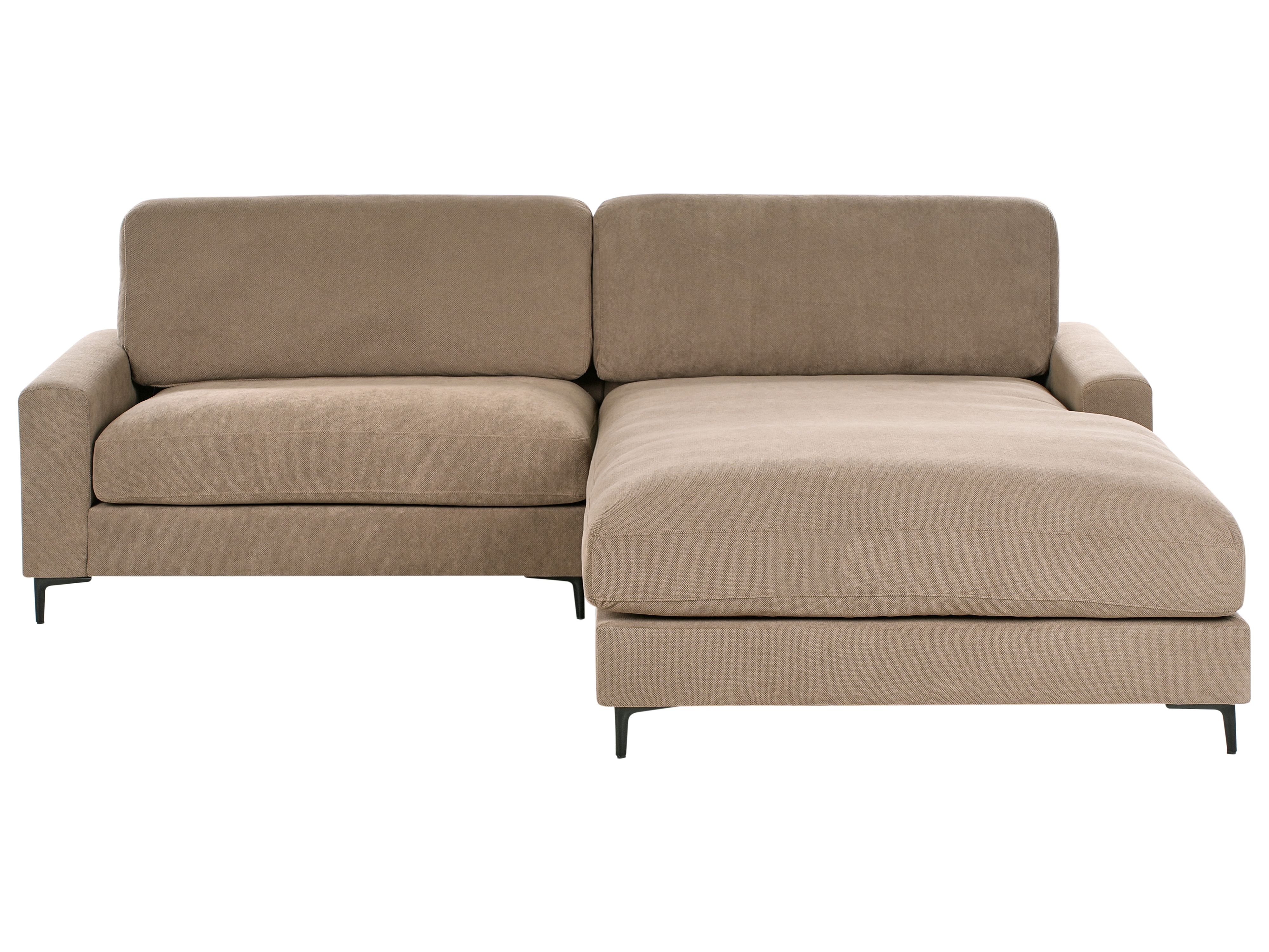 Corner Sofa 3 Seater MALOY Fabric Brown Left Hand