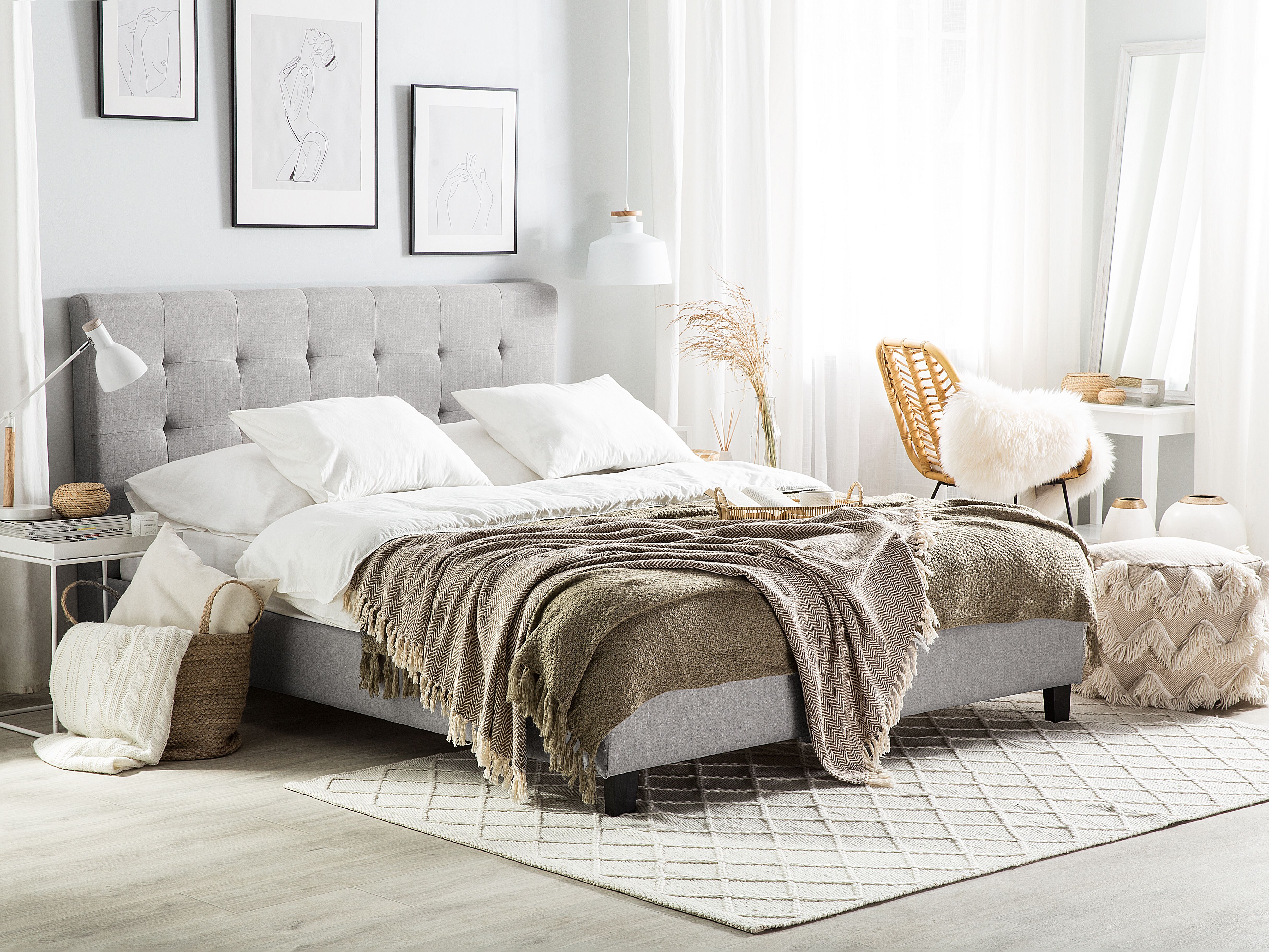 Bed Fabric LA ROCHELLE 180 x 200 cm (EU Super King) Light Grey