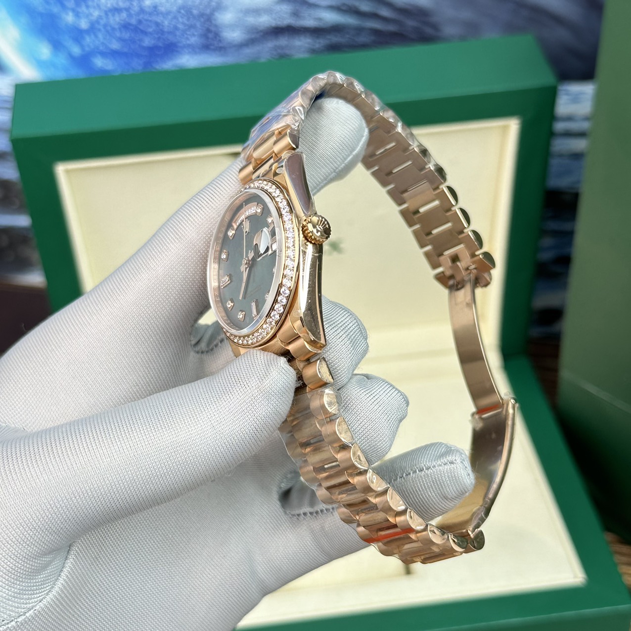 Rolex Day-Date Purple Mother of Pearl Dial Super Fake Watch BP Factory 40mm - Top club
