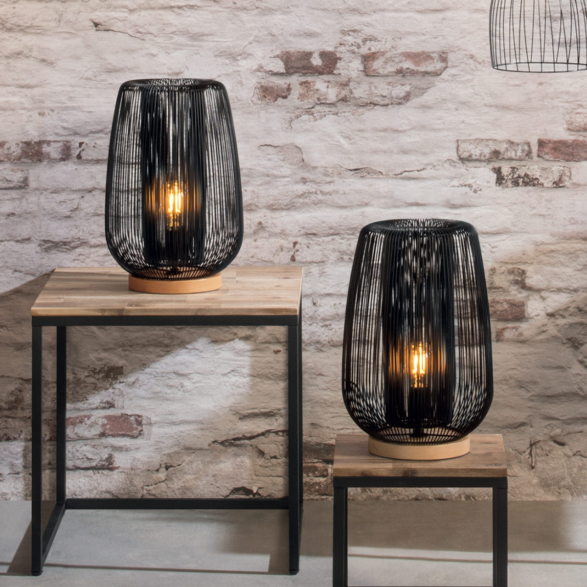 Wired lamp "Noda" Black metal, H.41 cm