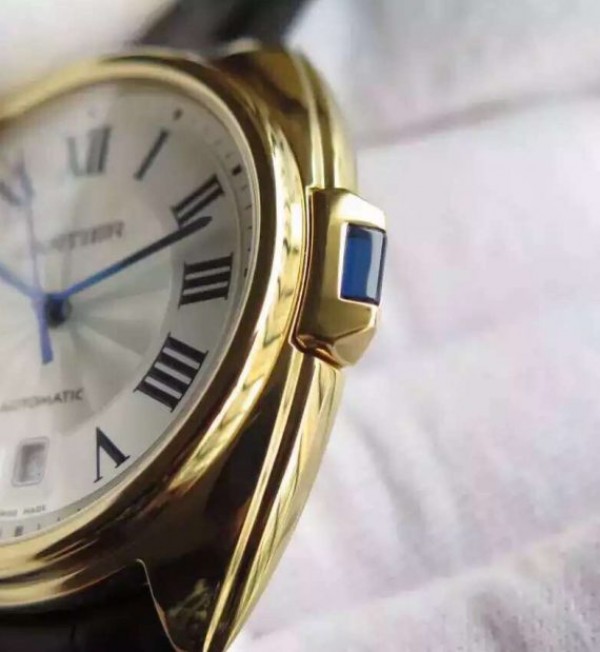 Replica Cartier Cle de Cartier YG White Textured Dial Leather Strap MIYOTA9015 - Top club