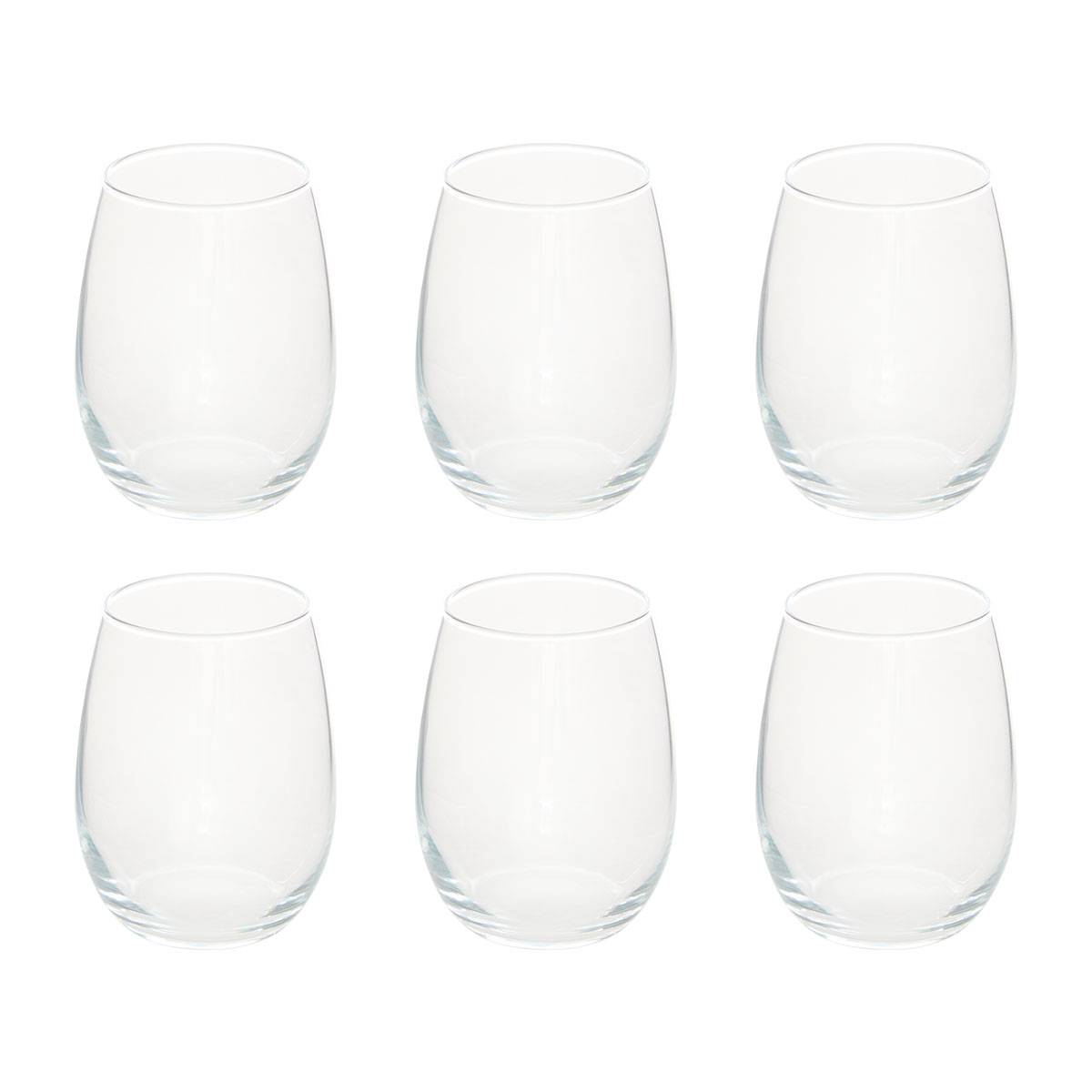Set of 6 low tumblers "Nic'Eau" Glass, 440 ml, Transparent