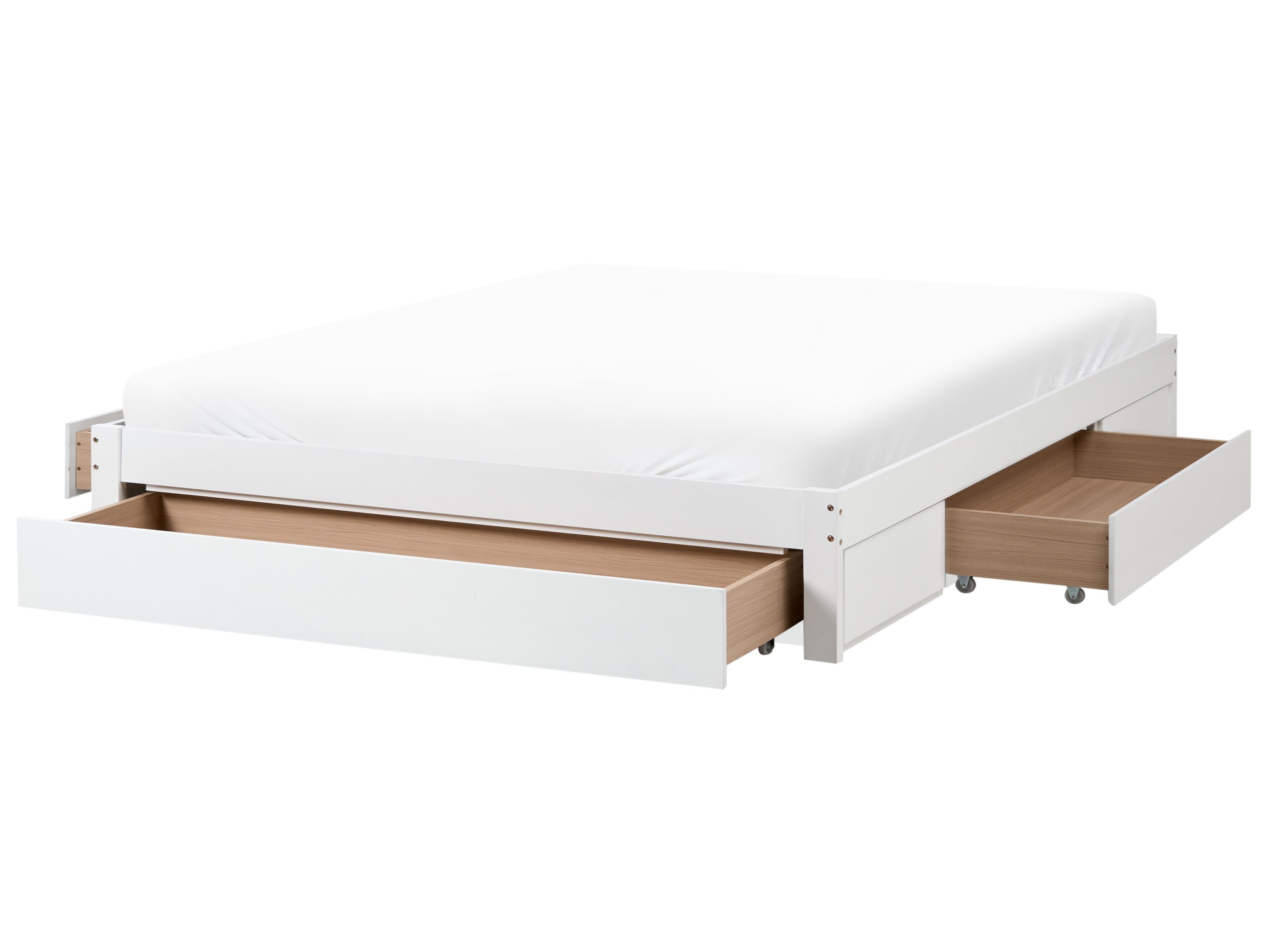Bed with Storage Drawers without Headboard Wood GIAT 180 x 200 cm (EU Super King) White