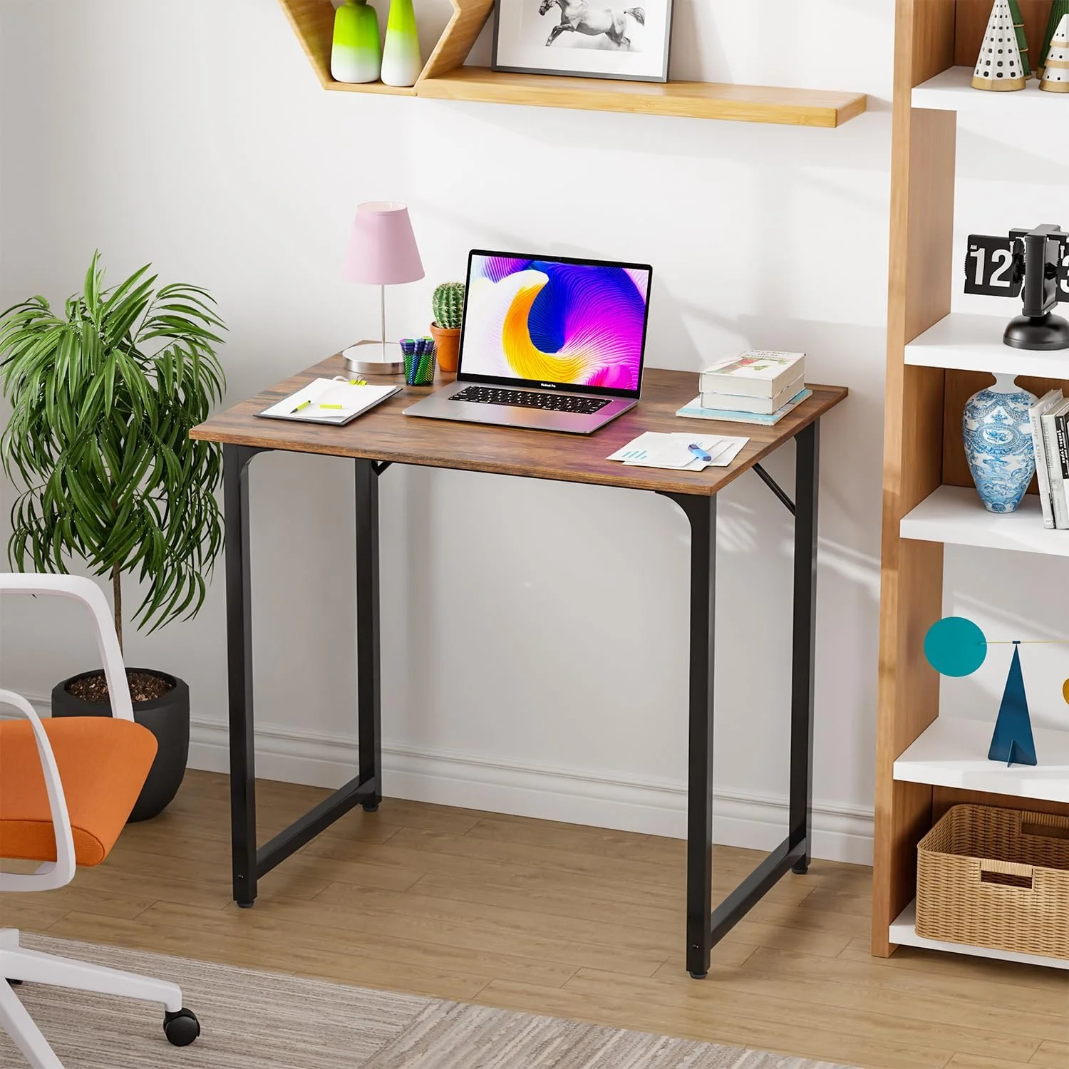 32/39/47 inch Computer Desk Study Writing Table, Adjustable feet, Modern Furniture for Home Office (1, Brown, 32 inch)