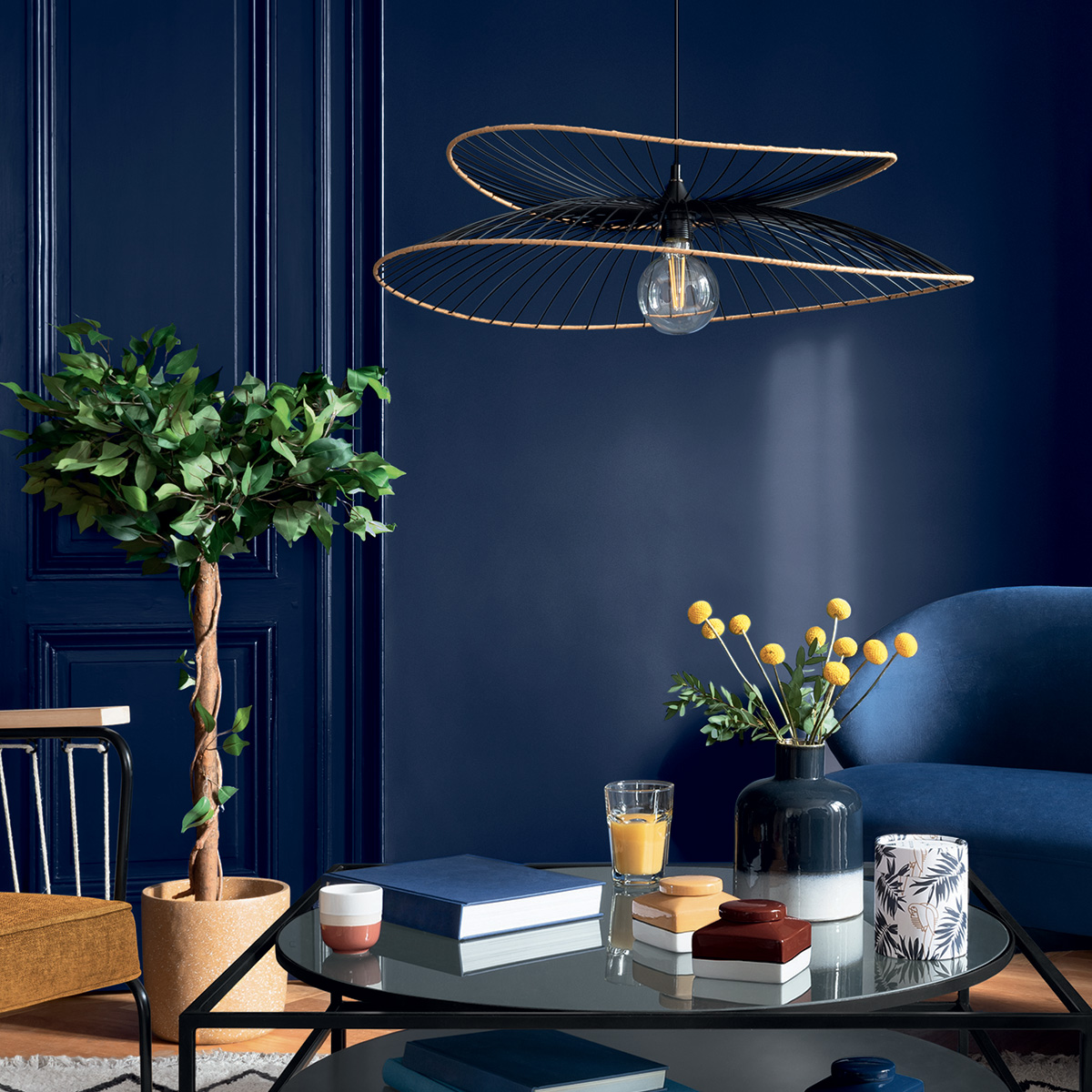 Pendant Light "Alara" Black metal, D.70 cm