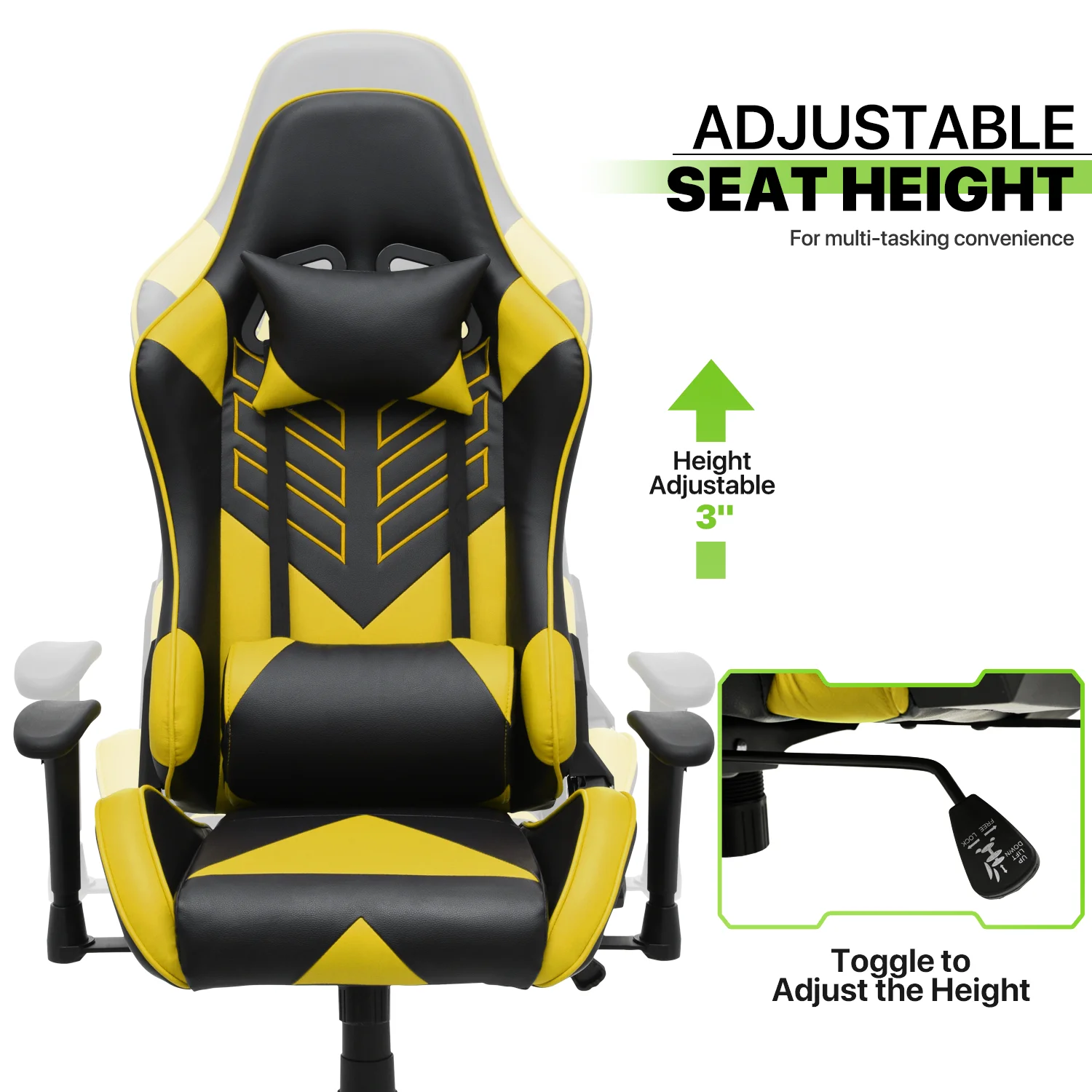 Magshion Ergonomic Gaming Chair, Comfortable Gaming Chair, Computer Chair Leather Desk Chair Adjustable Swivel Gaming Office Chair, Blue - Image 50