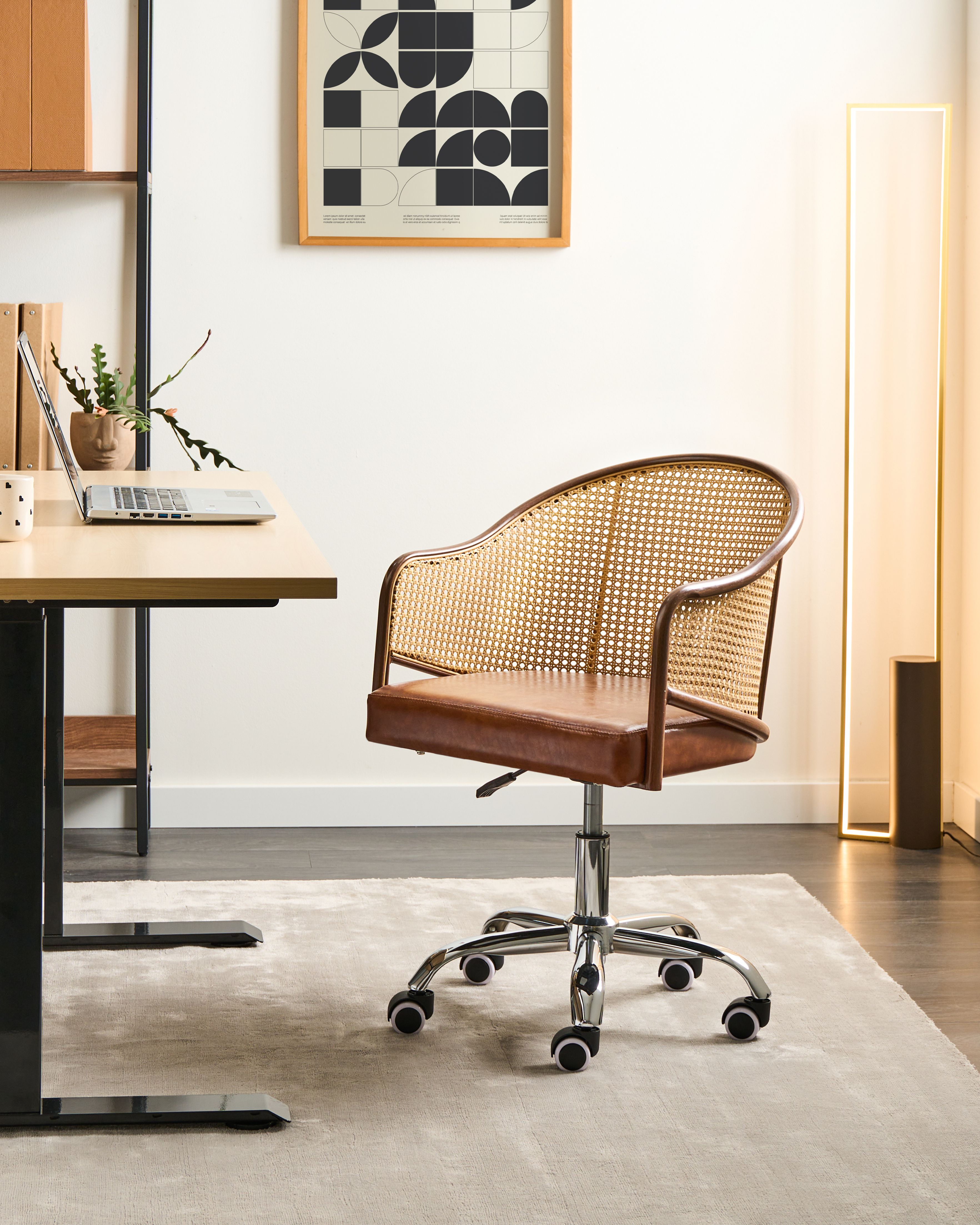 Desk Chair REDDING Faux Leather Brown